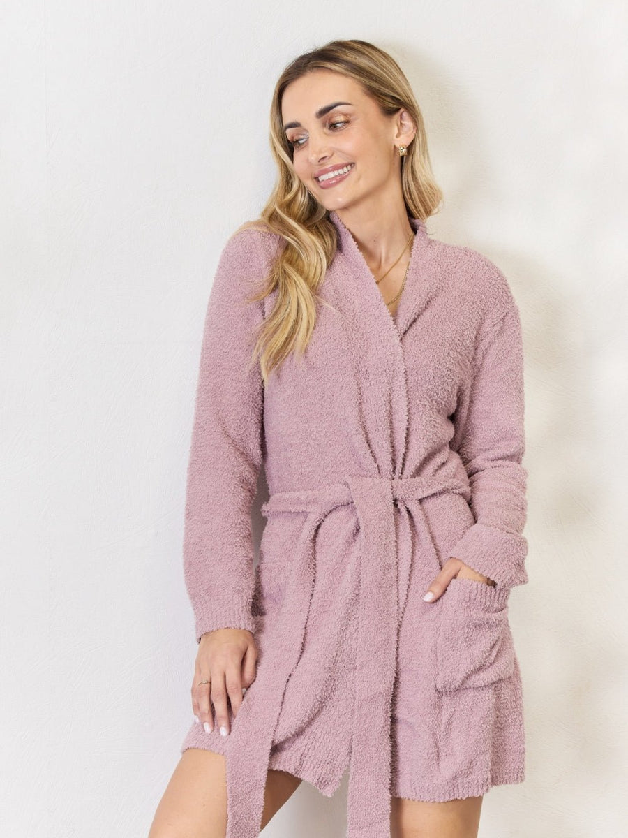 Hailey & Co Tie Front Long Sleeve Robe - Opulent EmpireHailey & Co Tie Front Long Sleeve RobeOpulent Empire