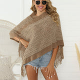 Heathered Fringe Detail Poncho - Opulent EmpireHeathered Fringe Detail PonchoOpulent EmpireClothing