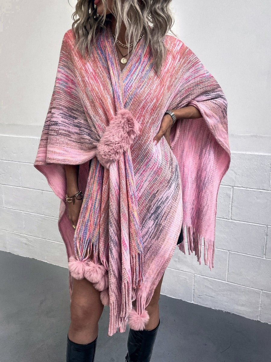 Heathered Fringe Hem Poncho - Opulent EmpireHeathered Fringe Hem PonchoOpulent EmpireClothing