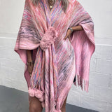 Heathered Fringe Hem Poncho - Opulent EmpireHeathered Fringe Hem PonchoOpulent EmpireClothing