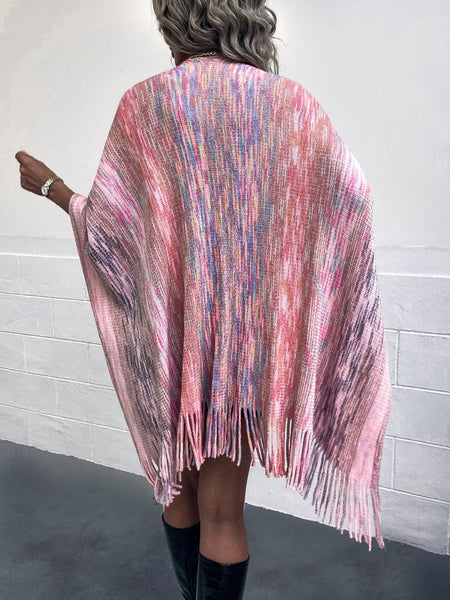 Heathered Fringe Hem Poncho - Opulent EmpireHeathered Fringe Hem PonchoOpulent EmpireClothing