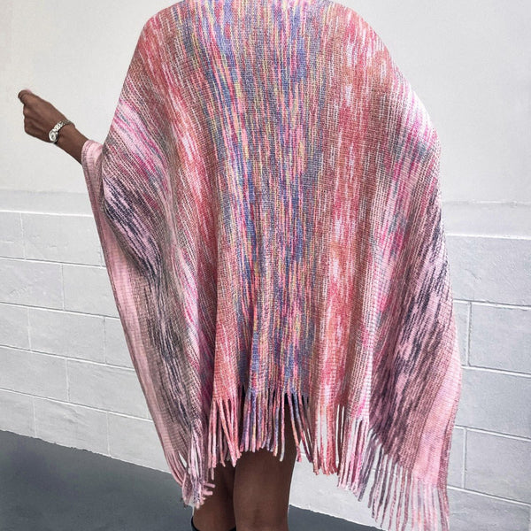 Heathered Fringe Hem Poncho - Opulent EmpireHeathered Fringe Hem PonchoOpulent EmpireClothing