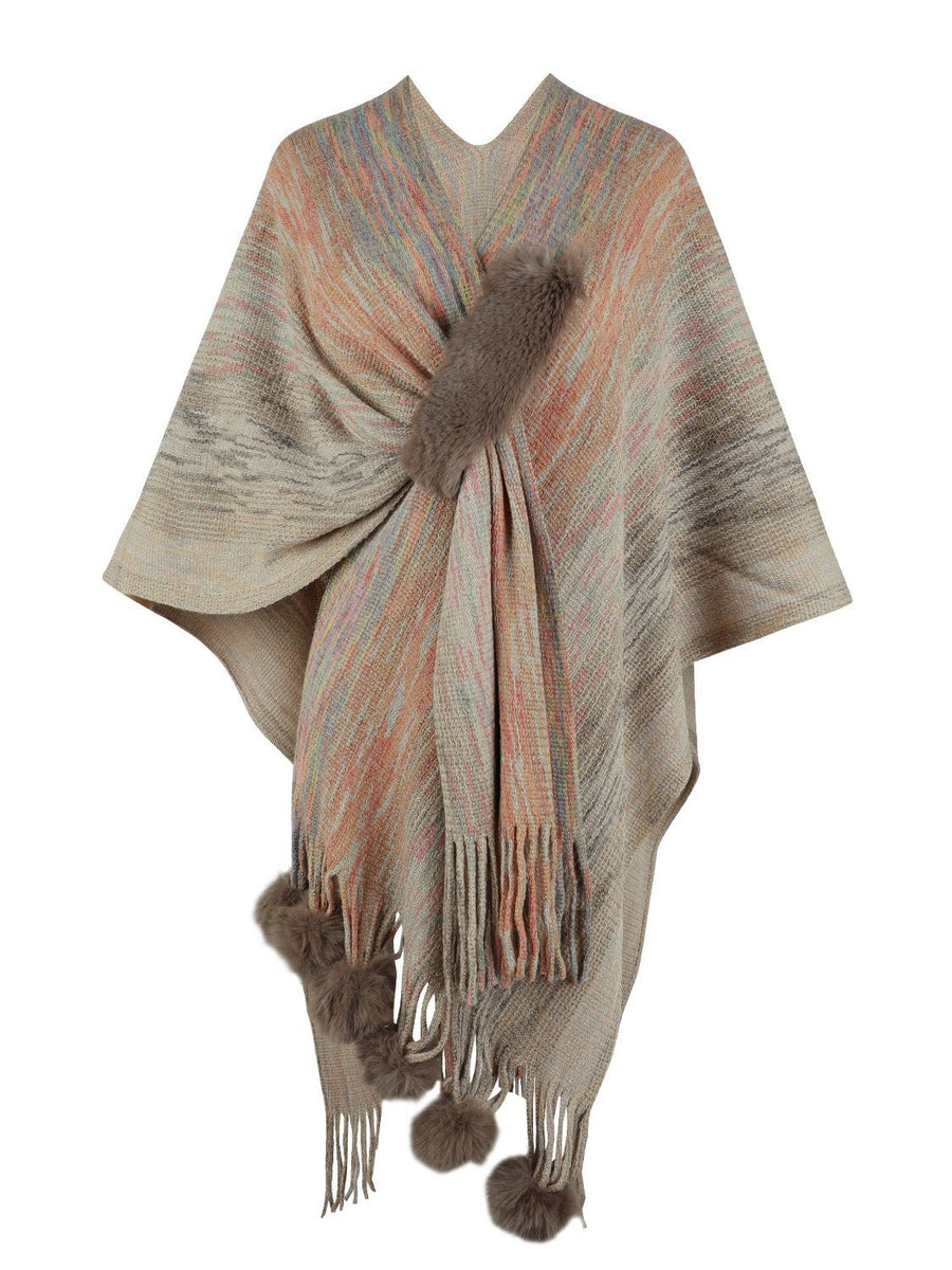 Heathered Fringe Hem Poncho - Opulent EmpireHeathered Fringe Hem PonchoOpulent EmpireClothing