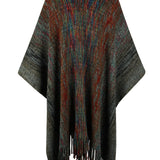 Heathered Fringe Hem Poncho - Opulent EmpireHeathered Fringe Hem PonchoOpulent EmpireClothing