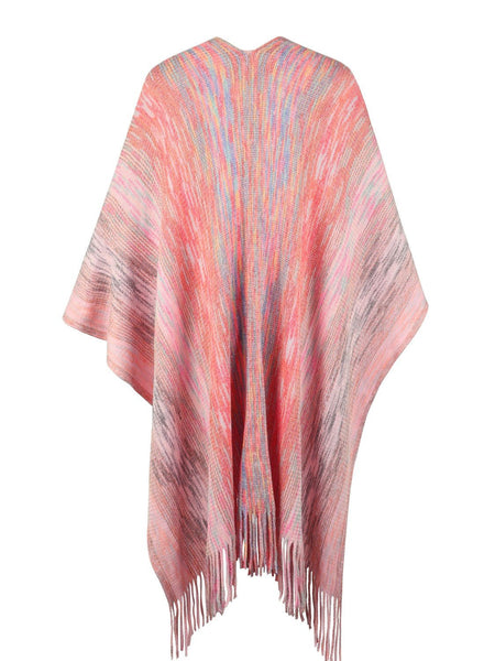 Heathered Fringe Hem Poncho - Opulent EmpireHeathered Fringe Hem PonchoOpulent EmpireClothing