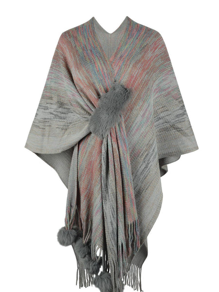 Heathered Fringe Hem Poncho - Opulent EmpireHeathered Fringe Hem PonchoOpulent EmpireClothing