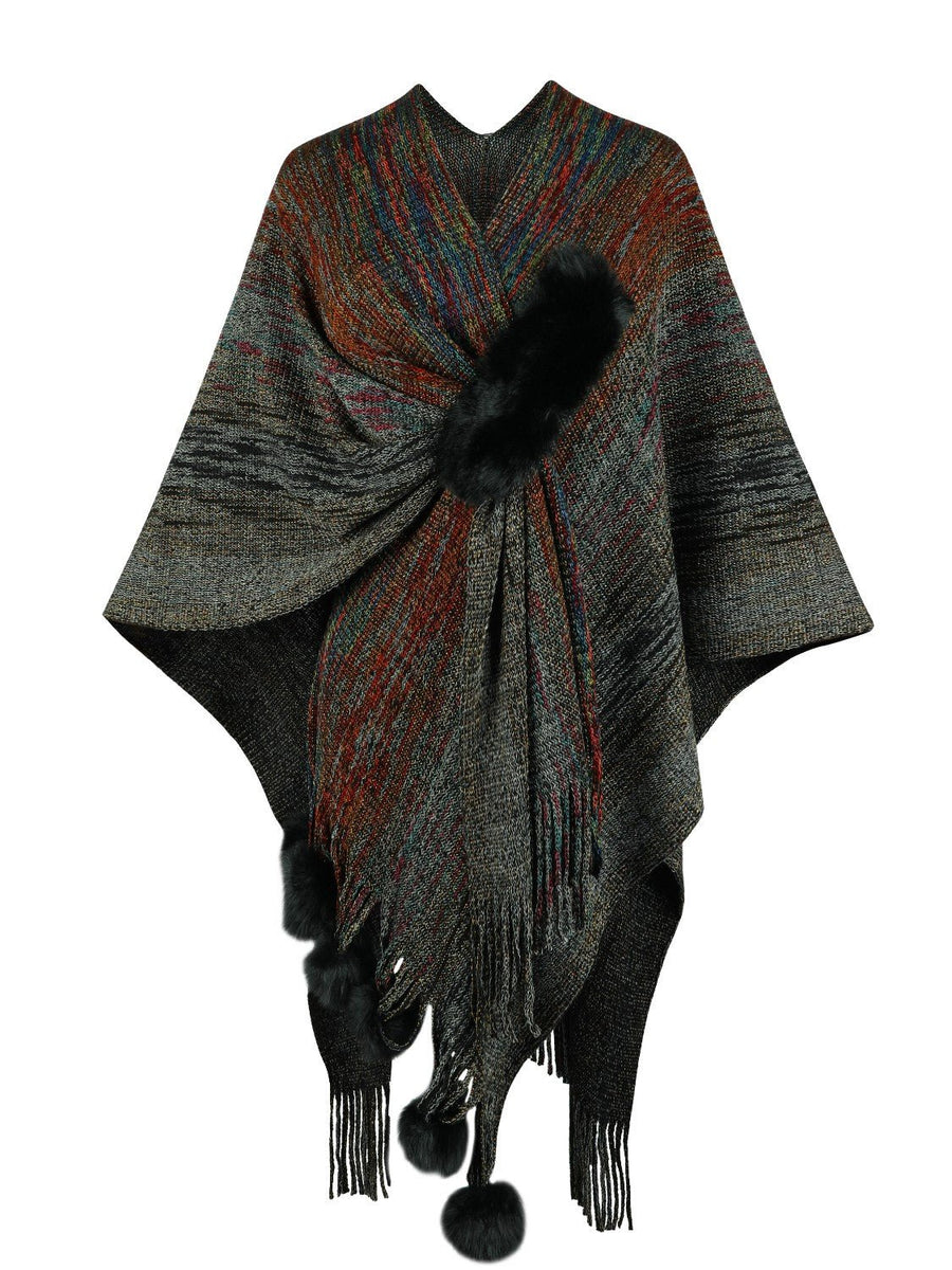 Heathered Fringe Hem Poncho - Opulent EmpireHeathered Fringe Hem PonchoOpulent EmpireClothing