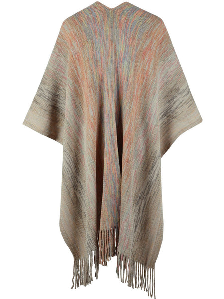 Heathered Fringe Hem Poncho - Opulent EmpireHeathered Fringe Hem PonchoOpulent EmpireClothing