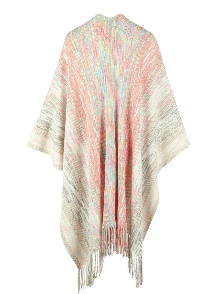 Heathered Fringe Hem Poncho - Opulent EmpireHeathered Fringe Hem PonchoOpulent EmpireClothing