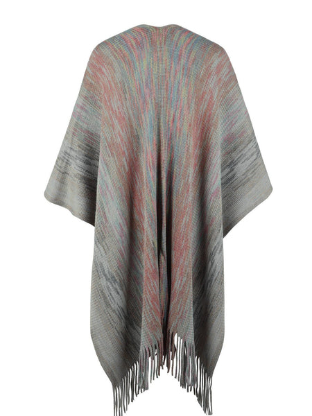 Heathered Fringe Hem Poncho - Opulent EmpireHeathered Fringe Hem PonchoOpulent EmpireClothing