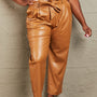 HEYSON® Faux Leather Paperbag Waist Pants - Opulent EmpireHEYSON® Faux Leather Paperbag Waist PantsOpulent Empire