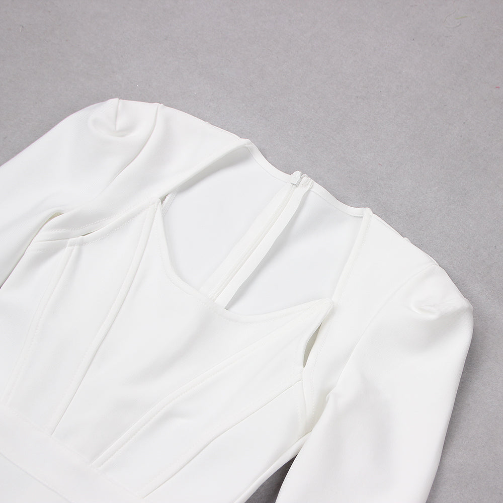 Evangeline Beaumont — Square Collar Back-Slit Midi Bandage Dress, alternate view 10