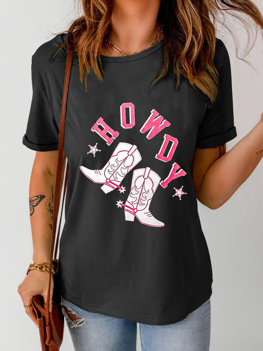 HOWDY Cowboy Boots Graphic Tee - Opulent EmpireHOWDY Cowboy Boots Graphic TeeOpulent Empire