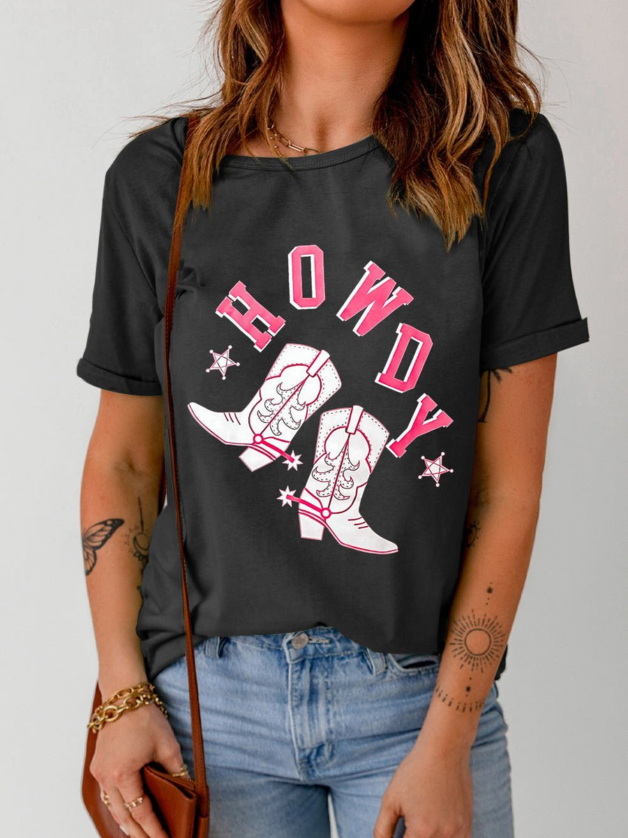 HOWDY Cowboy Boots Graphic Tee - Opulent EmpireHOWDY Cowboy Boots Graphic TeeOpulent Empire