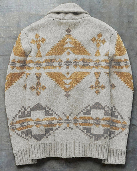 Jacquard Outer Wear Sweater Long Sleeve Knitted Jacket Top