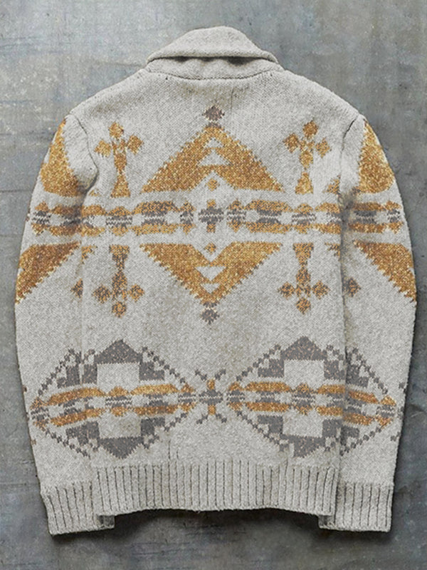 Emery Moreau — Jacquard Outer Wear Sweater Long Sleeve Knitted Jacket Top, alternate view 2