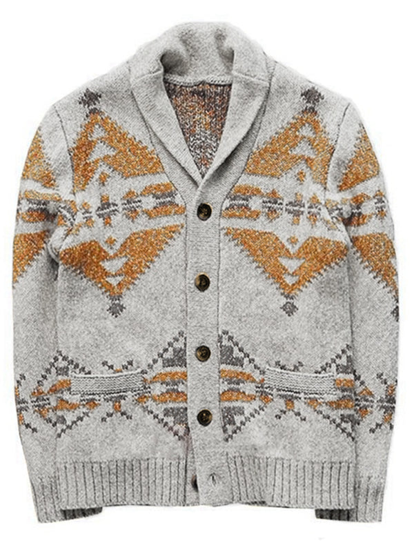 Emery Moreau — Jacquard Outer Wear Sweater Long Sleeve Knitted Jacket Top, alternate view 3