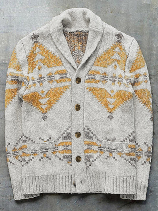 Emery Moreau — Jacquard Outer Wear Sweater Long Sleeve Knitted Jacket Top, alternate view 4