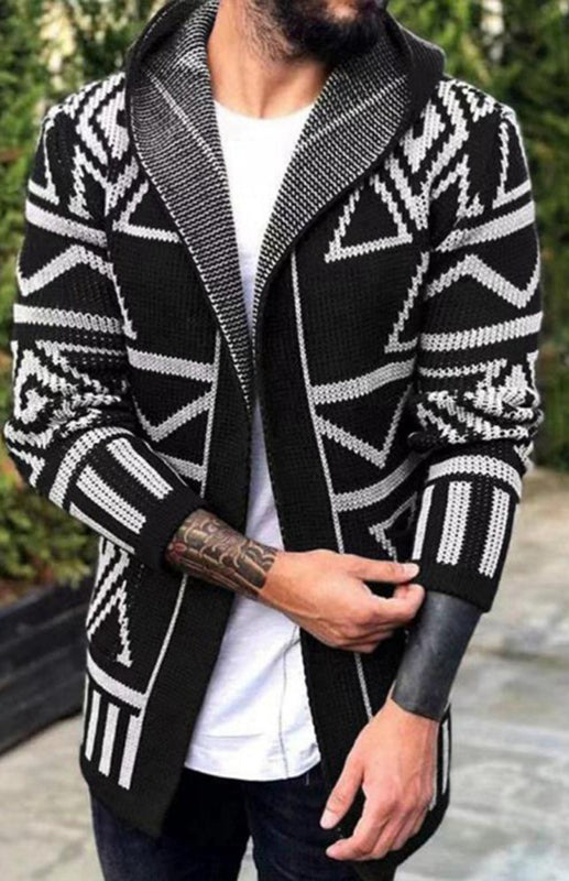 Aster Moreau — Autumn And Winter Models Cardigan Sweater In The Long Jacquard Knitwear Jacket