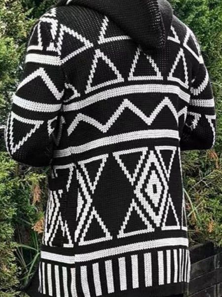 Autumn And Winter Models Cardigan Sweater In The Long Jacquard Knitwear Jacket