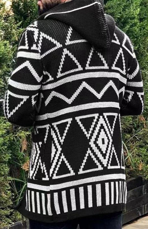 Aster Moreau — Autumn And Winter Models Cardigan Sweater In The Long Jacquard Knitwear Jacket, alternate view 2