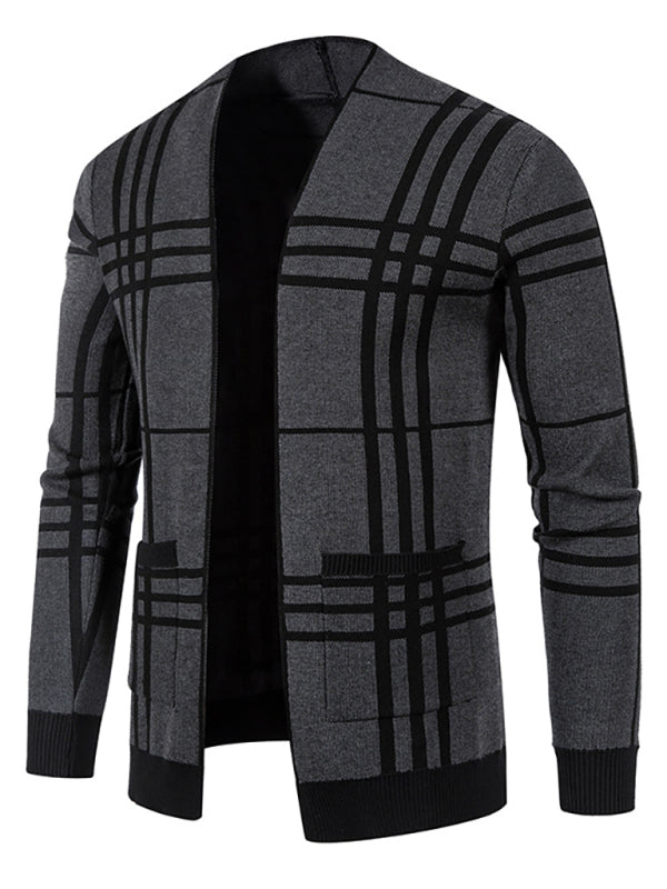 Finley Rousseau — Men Casual Plaid Open Front Cardigan