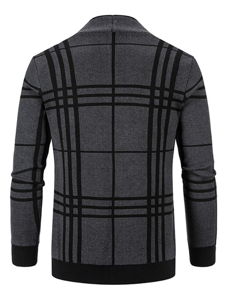 Men Casual Plaid Open Front Cardigan