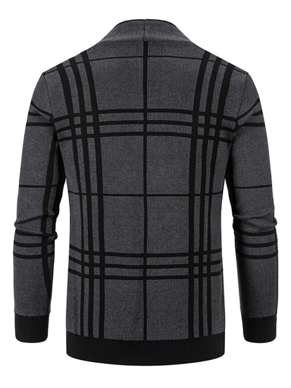 Finley Rousseau — Men Casual Plaid Open Front Cardigan, alternate view 2