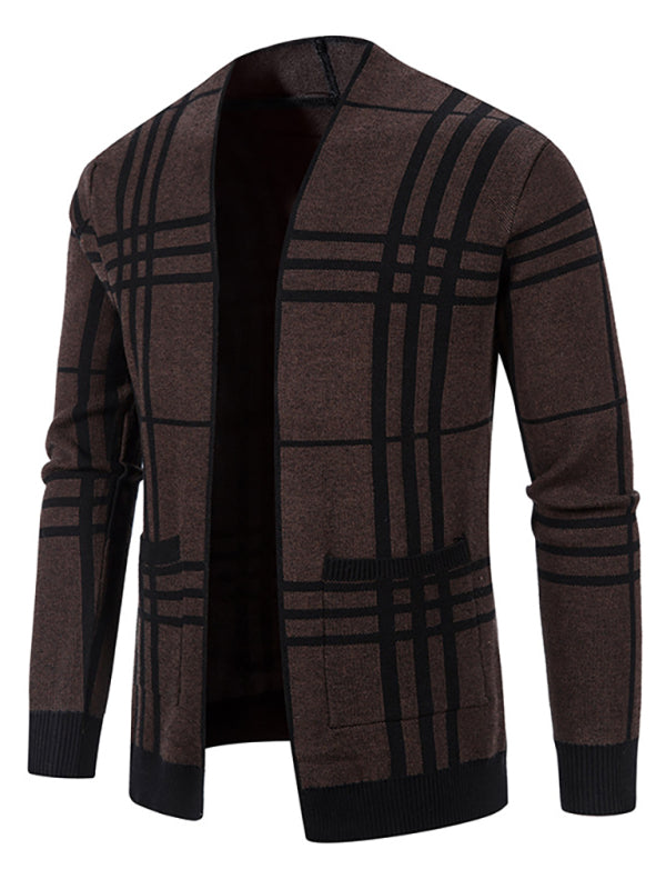 Finley Rousseau — Men Casual Plaid Open Front Cardigan, alternate view 5