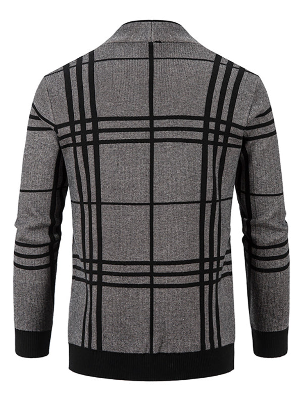 Finley Rousseau — Men Casual Plaid Open Front Cardigan, alternate view 3