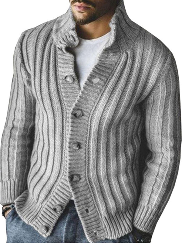 Jasper Laurent — Casual Single Breasted Knit Sweater Lapel Long Sleeve Sweater Jacket Men, alternate view 7