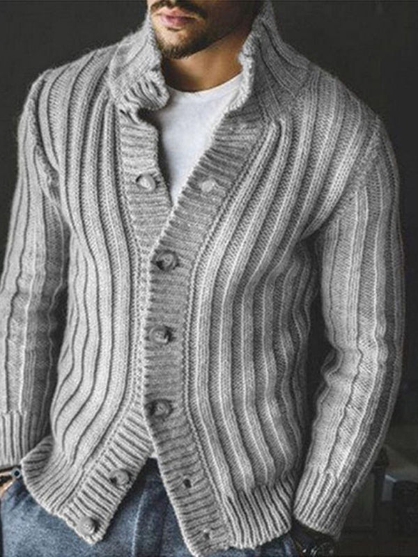 Jasper Laurent — Casual Single Breasted Knit Sweater Lapel Long Sleeve Sweater Jacket Men, alternate view 8