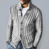 Jasper Laurent — Casual Single Breasted Knit Sweater Lapel Long Sleeve Sweater Jacket Men, alternate view 5
