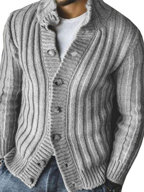 Jasper Laurent — Casual Single Breasted Knit Sweater Lapel Long Sleeve Sweater Jacket Men, alternate view 6