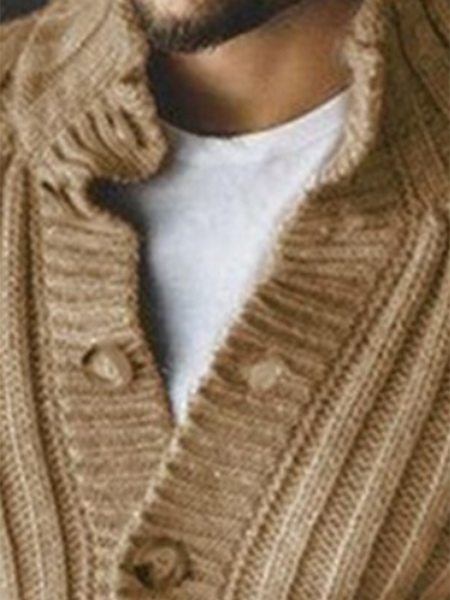 Casual Single Breasted Knit Sweater Lapel Long Sleeve Sweater Jacket Men