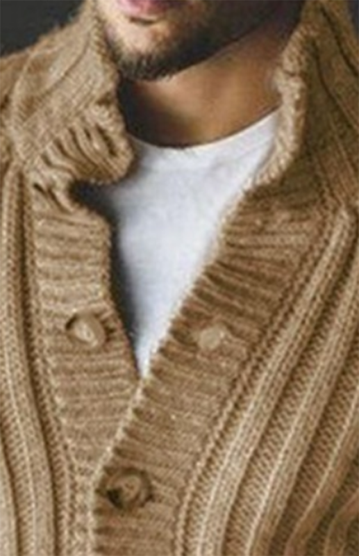 Jasper Laurent — Casual Single Breasted Knit Sweater Lapel Long Sleeve Sweater Jacket Men, alternate view 4