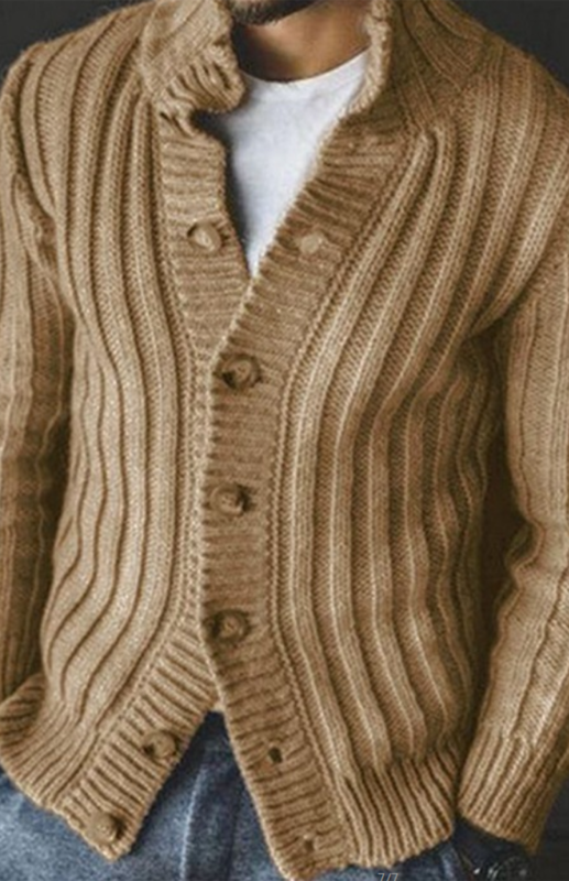 Jasper Laurent — Casual Single Breasted Knit Sweater Lapel Long Sleeve Sweater Jacket Men, alternate view 2