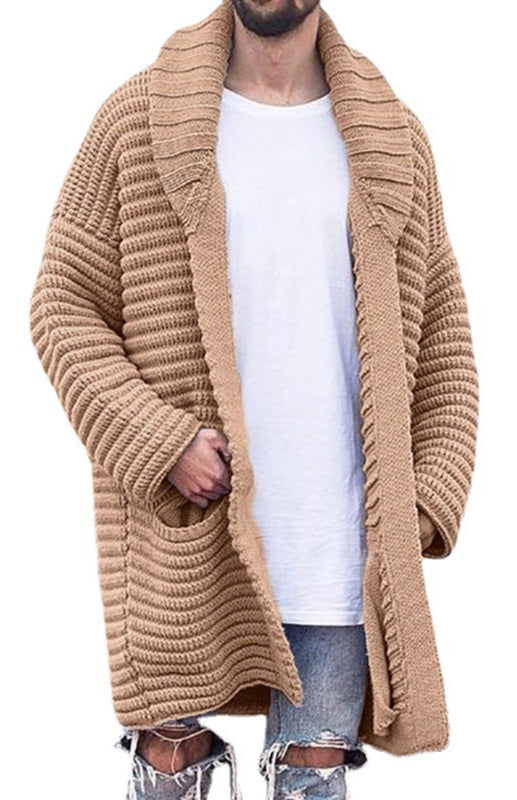 Marcel Laurent — Men's Mid-Length Cardigan Lapel Long Sleeve Knitted Jacket