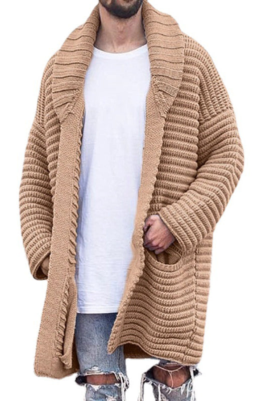 Marcel Laurent — Men's Mid-Length Cardigan Lapel Long Sleeve Knitted Jacket, alternate view 4