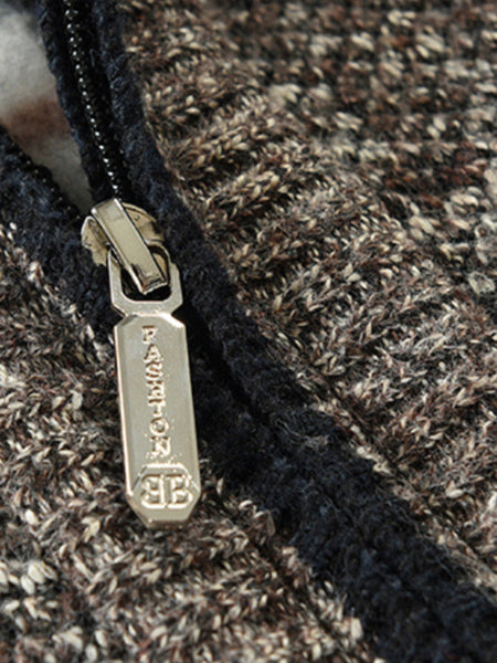 Men's Zip Vest Solid Color Stand Collar Sleeveless Knit Cardigan