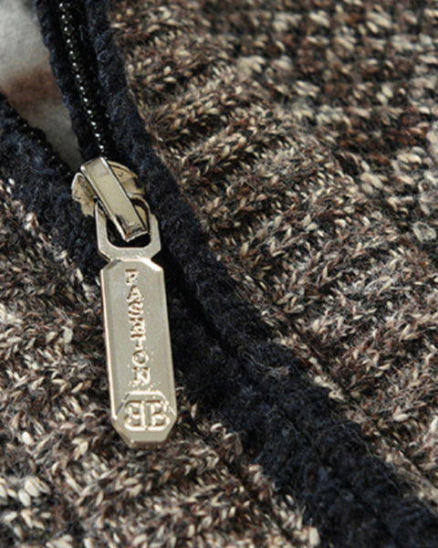 Men's Zip Vest Solid Color Stand Collar Sleeveless Knit Cardigan