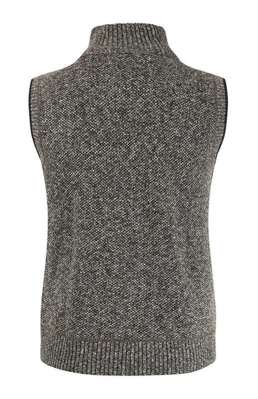 Isidore Beaumont — Men's Zip Vest Solid Color Stand Collar Sleeveless Knit Cardigan, alternate view 3