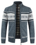 Men's New Sweater Cardigan Colorblock Standing Collar Sweater