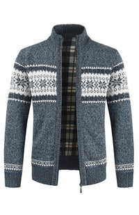 Remy Beaumont — Men's New Sweater Cardigan Colorblock Standing Collar Sweater