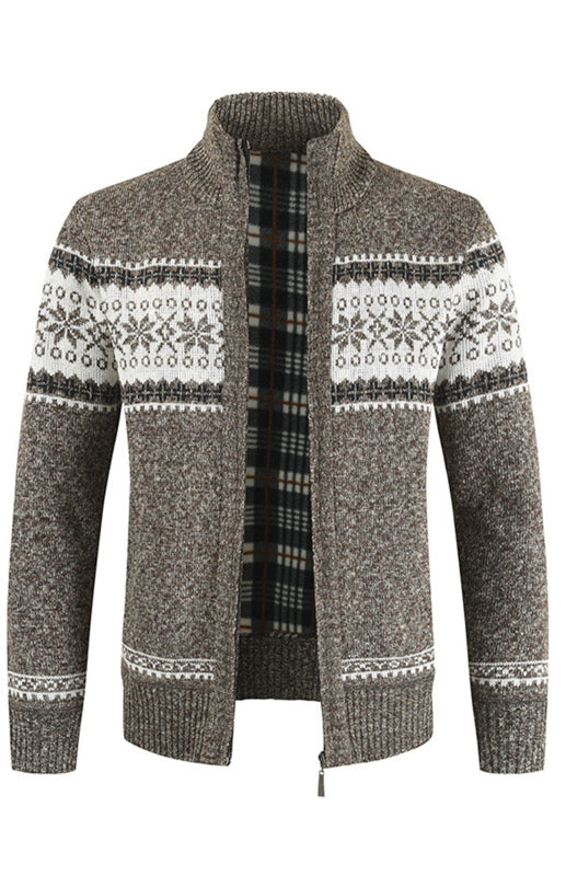 Remy Beaumont — Men's New Sweater Cardigan Colorblock Standing Collar Sweater, alternate view 5