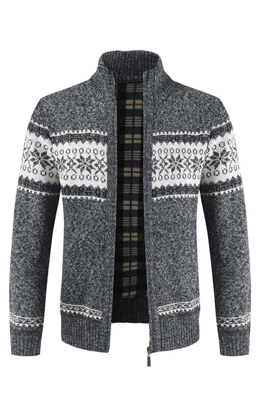 Remy Beaumont — Men's New Sweater Cardigan Colorblock Standing Collar Sweater, alternate view 6