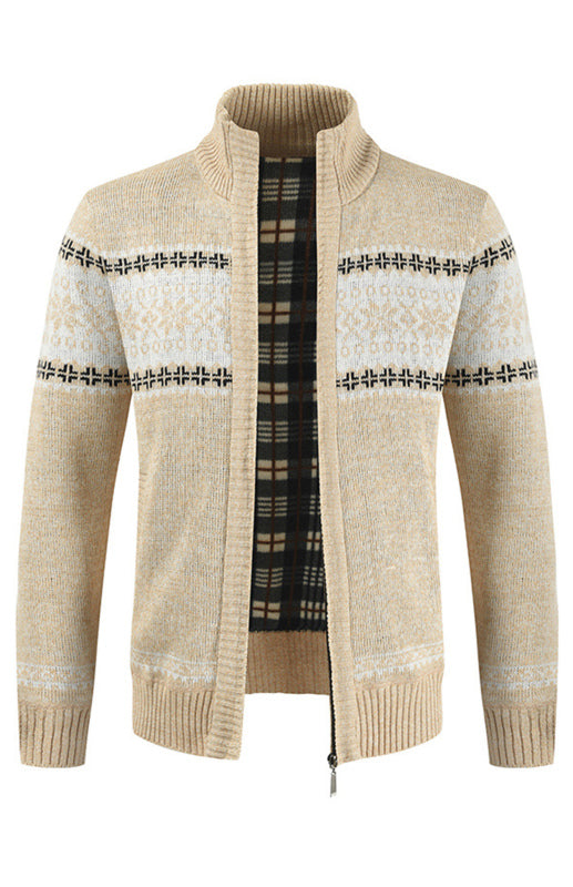Remy Beaumont — Men's New Sweater Cardigan Colorblock Standing Collar Sweater, alternate view 7