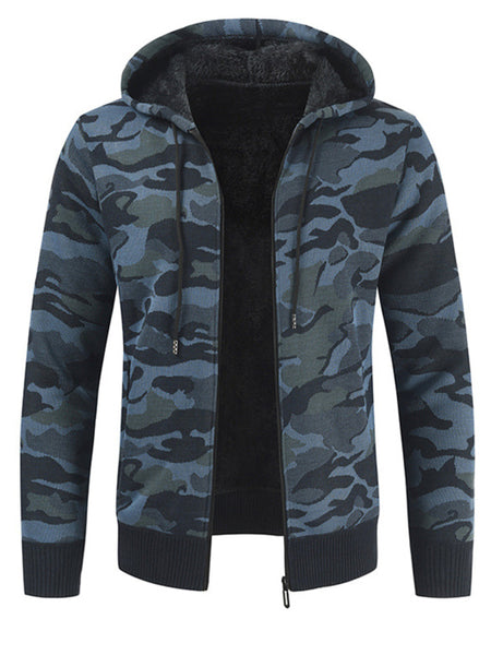 Men's Hooded Sweater Cardigan Camo Hooded Athleisure Sweater