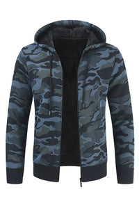 Leander Laurent — Men's Hooded Sweater Cardigan Camo Hooded Athleisure Sweater