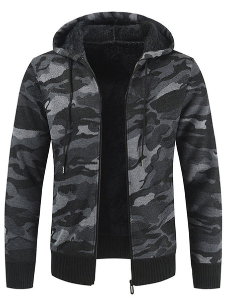 Men's Hooded Sweater Cardigan Camo Hooded Athleisure Sweater